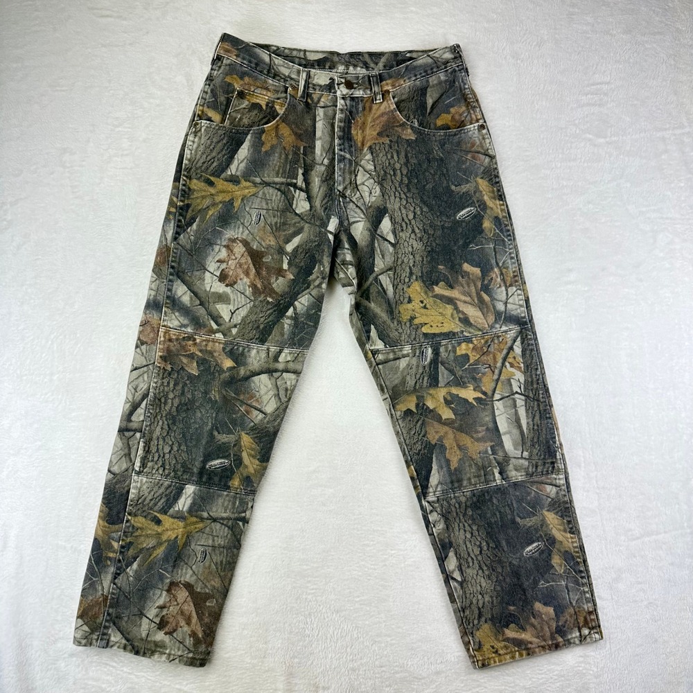 Wrangler Pants Mens 97GR1HK Straight 34x30 Camo Realtree Double Knee Cotton Y2K